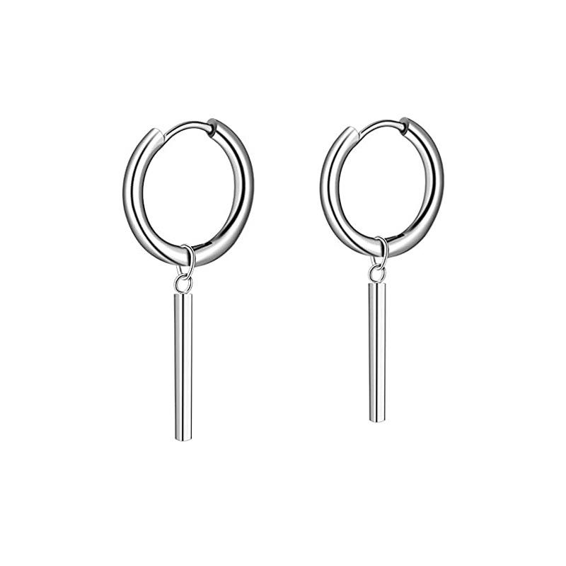 Black Series Titanium Steel Punk Style Earrings - Unisex, Korean Fashion, Unique Design