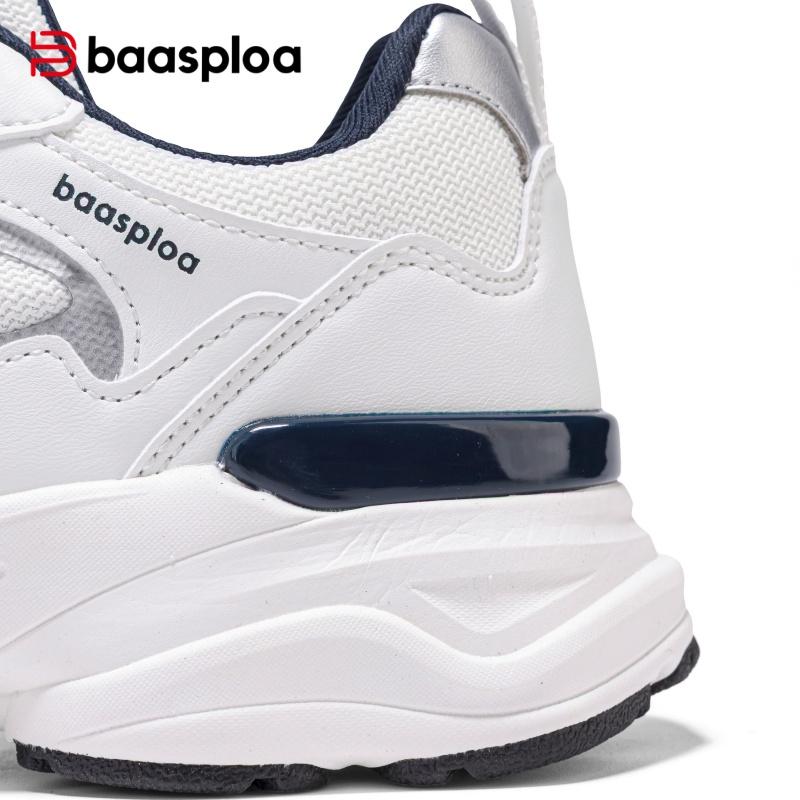 BAASPLOA Damen Sportschuhe mit dicker Sohle, Mesh Laufschuhe, Freizeitschuhe, Wanderschuhe, Studentenschuhe, weiße Schuhe, flache Sportschuhe, Tennisschuhe