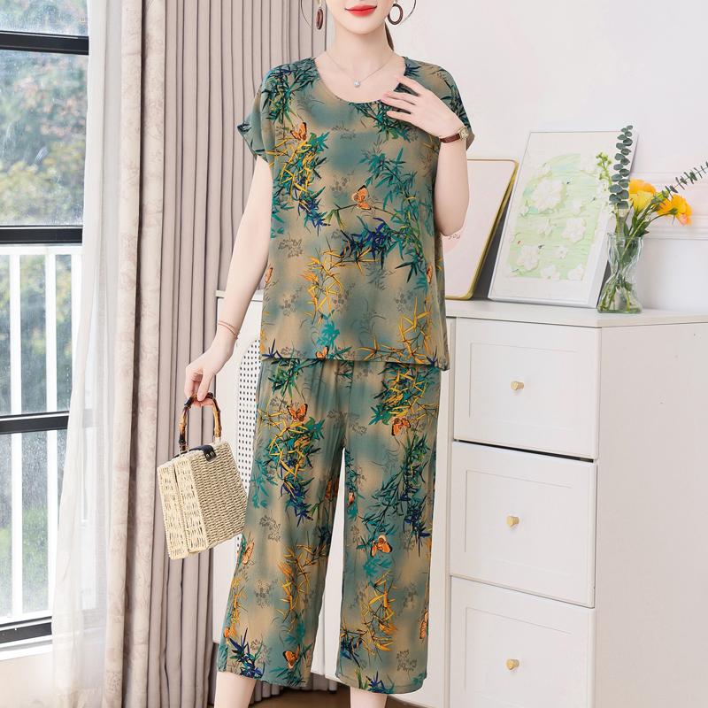 Elegant Women's Pants Sets Summer Vintage Clothes Casual Plus Size 2 Piece Sets