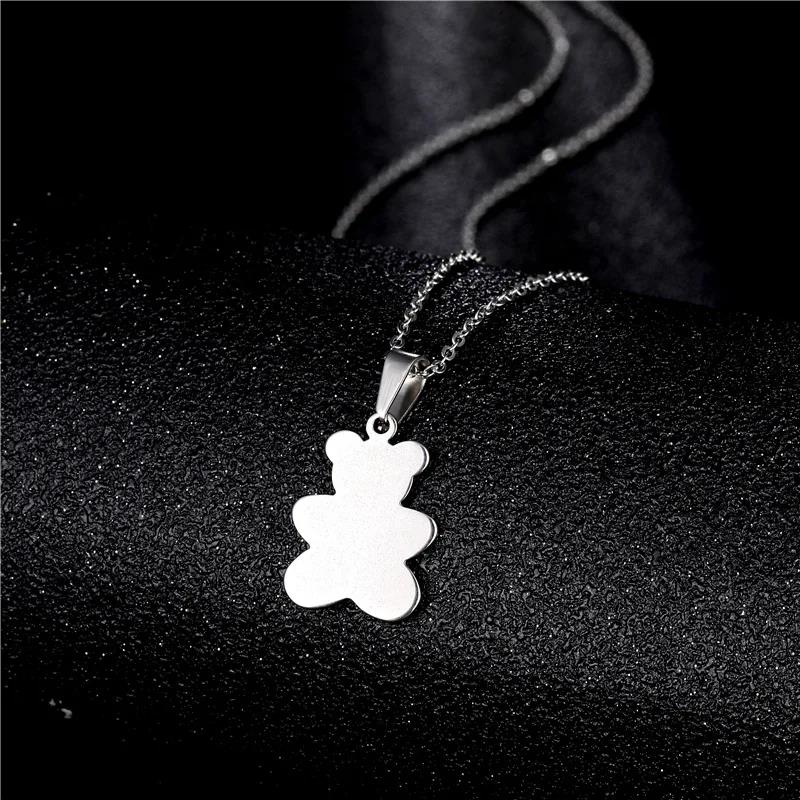 Bear Necklace Stainless Steel Jewelry Fashion Jewelry Fine Silver Color for Women Girls and Valentine Birthday Party Gift Super