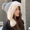 Knitted Hat Big Head Korean Version Velvet Warm and Cold Cotton Hat Women's Autumn and Winter Wool Hat Trendy Brand