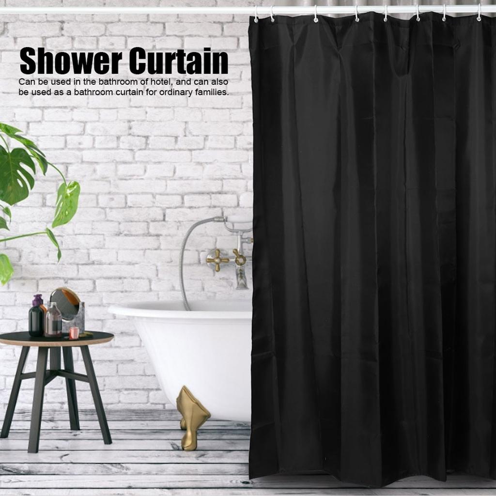 Household Fabric Waterproof Shower Curtain Bathroom Bath Curtain with Hooks Black150x180cm