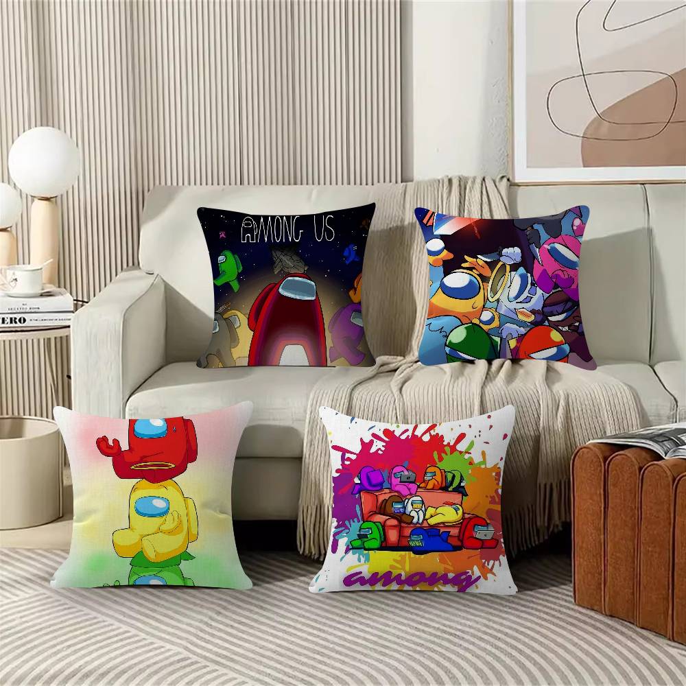 Cool AAmong UUs Game Pillow Covers Cartoon Sofa Decorative Home Doublesided Printing Short Plush Cute Cushion Cover