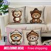 2D Cute Bear-Patterned Digital Printed Pattern Cushion Cover Suitable For Sofa Bedroom Car Pillow Cover