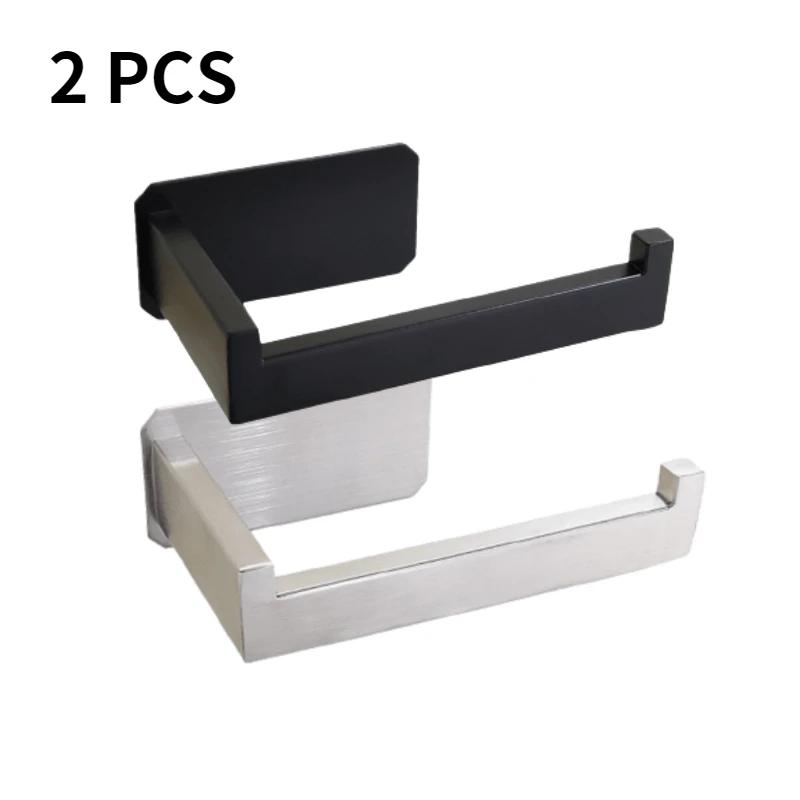 Stainless Steel Toilet Roll Holder Self Adhesive In Bathroom Tissue Paper Holder Black Finish,Easy Installation No Screw