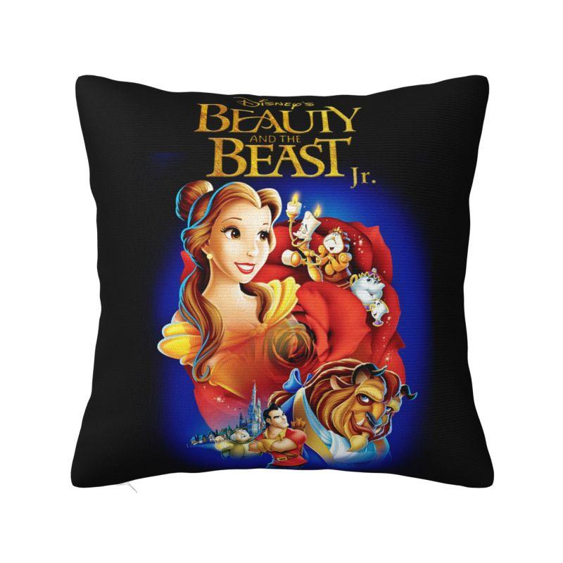 

Beauty And The Beast Cushion Covers 40x40cm Velvet Romantic Fantasy Song And Dance Movies Throw Pillow for Car Square Pillowcase 16x16Inch