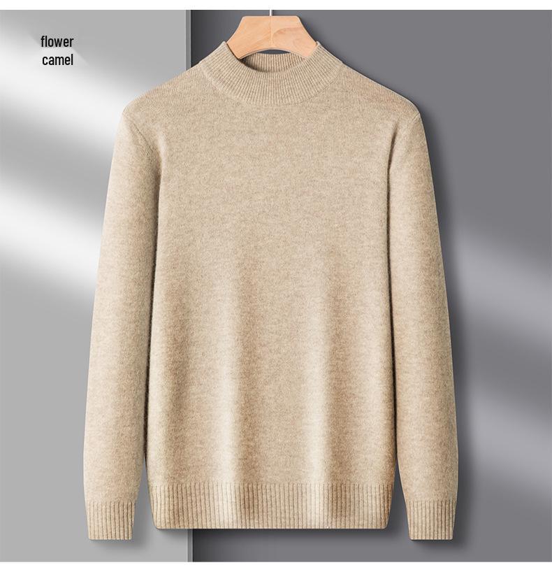 Men's Half-High Collar Thick Knit Sweater - Autumn/Winter Velvet Business Layer