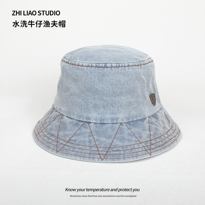 

Стирать ретро 2024 новый интернет знаменитости мода джинсовая панама шляпа женская весна и осень универсальная дорожная защита от солнца козырек мужчины Adjustable