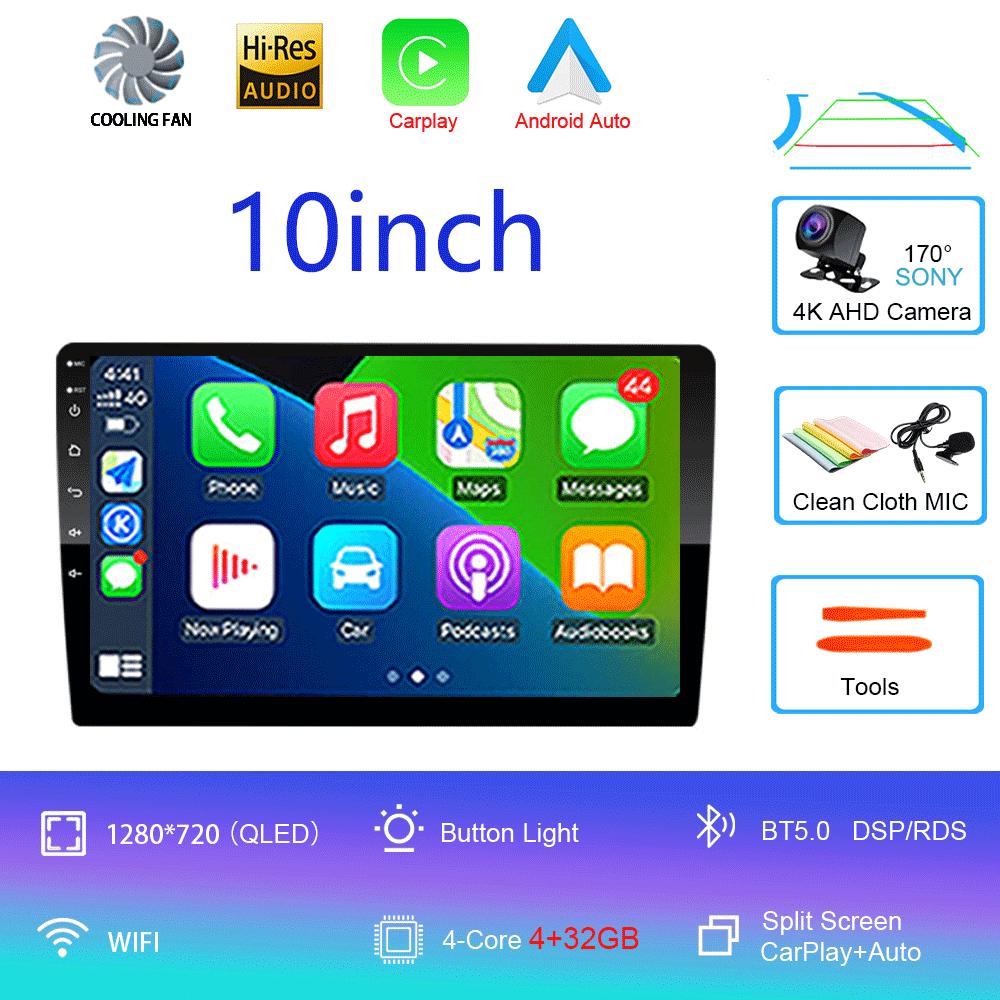 

2din Автомобильный Android 14 Радио Мультимедийный Плеер 10 дюймов Carplay Для Toyota Volkswagen Hyundai Kia Renault Nissan Honda Lada WIFI+4G