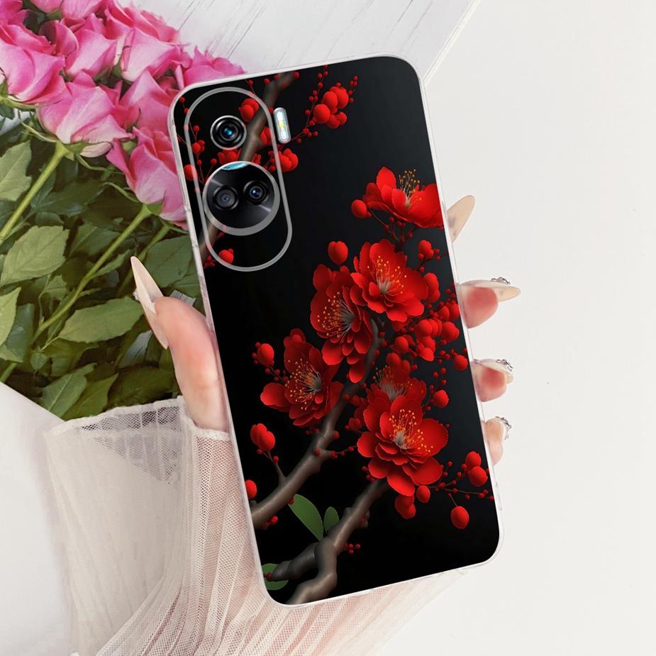 For Honor 90 Lite Case CRT-NX1 Stylish Bow Flowers Painted Cover Soft Slim Phone Case For Honor 90 Pro Honor90 Lite 90Pro Fundas