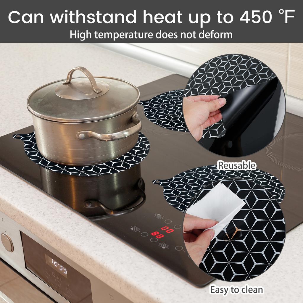 2/6 Pcs Induction Cooktop Mat Non-stick Induction Cooktop Protector Pad Heat Resistant Placemat for Home and Kitchen Accessories
