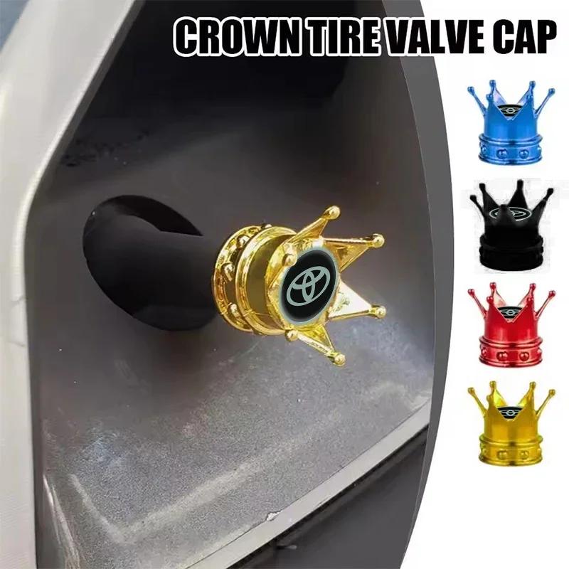 4PCS Crown Style Tire Valve Stem Caps, Air Caps Cover, Aluminum Alloy Dustproof And Waterproof Valve Caps Cover For All Toyota