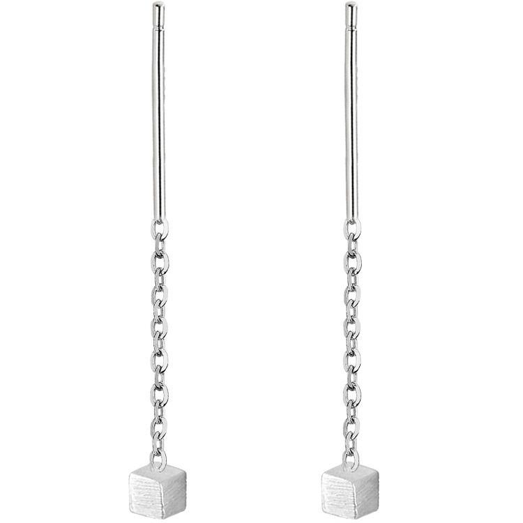 Sterling Silver Square Stud Earrings for Women, Simple Cool Style, Sleep-Friendly, Trendy Design.
