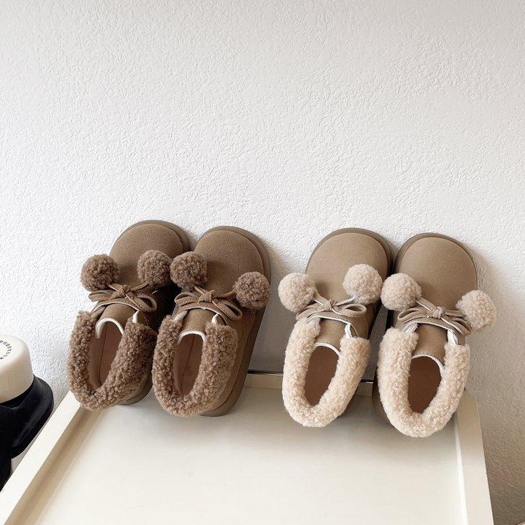 Girls velvet Martin boots cute baby princess boots fashion sweet soft-soled short boots children warm two cotton boots