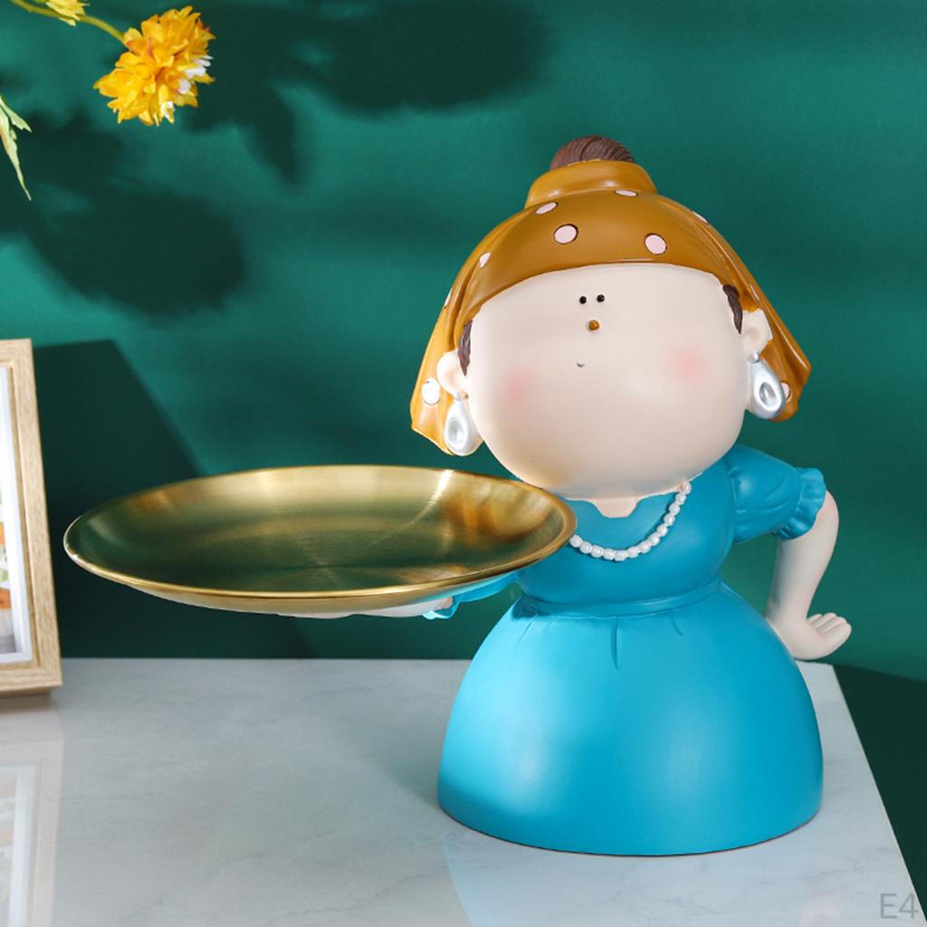 Girl Figurine Storage Tray Holder Creative Sculpture Wedding Party Decor