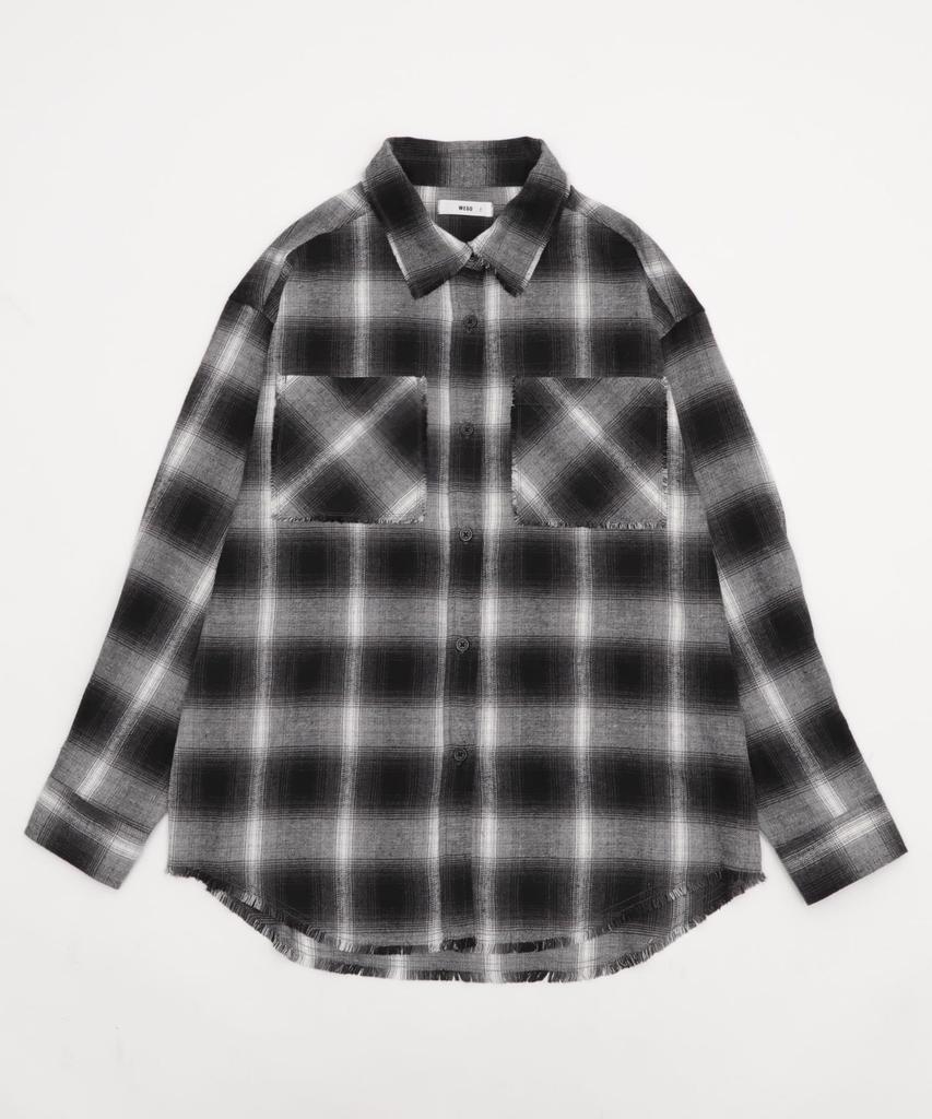 WEGO Check Big Flannel Long Sleeve Oversized Street Size Black Women's Shirt, Top, Autumn/Winter Clothes, Silhouette, Style, Girly, F,