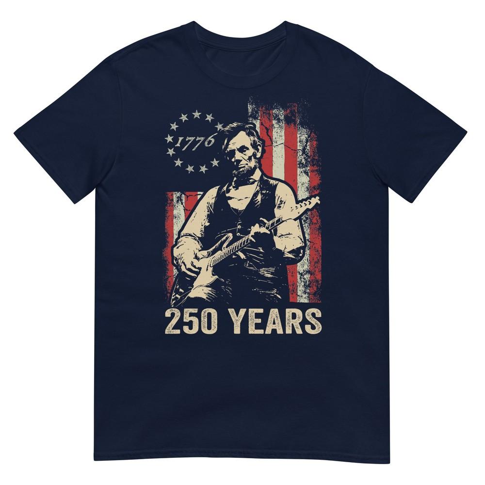 Abraham Lincoln Playing Guitar 4th July 250th Anniversary TShirt S