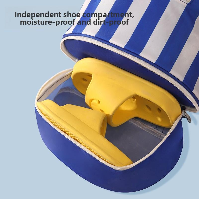 Children's swimming bag with wet and dry separation storage bag, cartoon portable backpack for boys and girls, waterproof bag for bathing at the