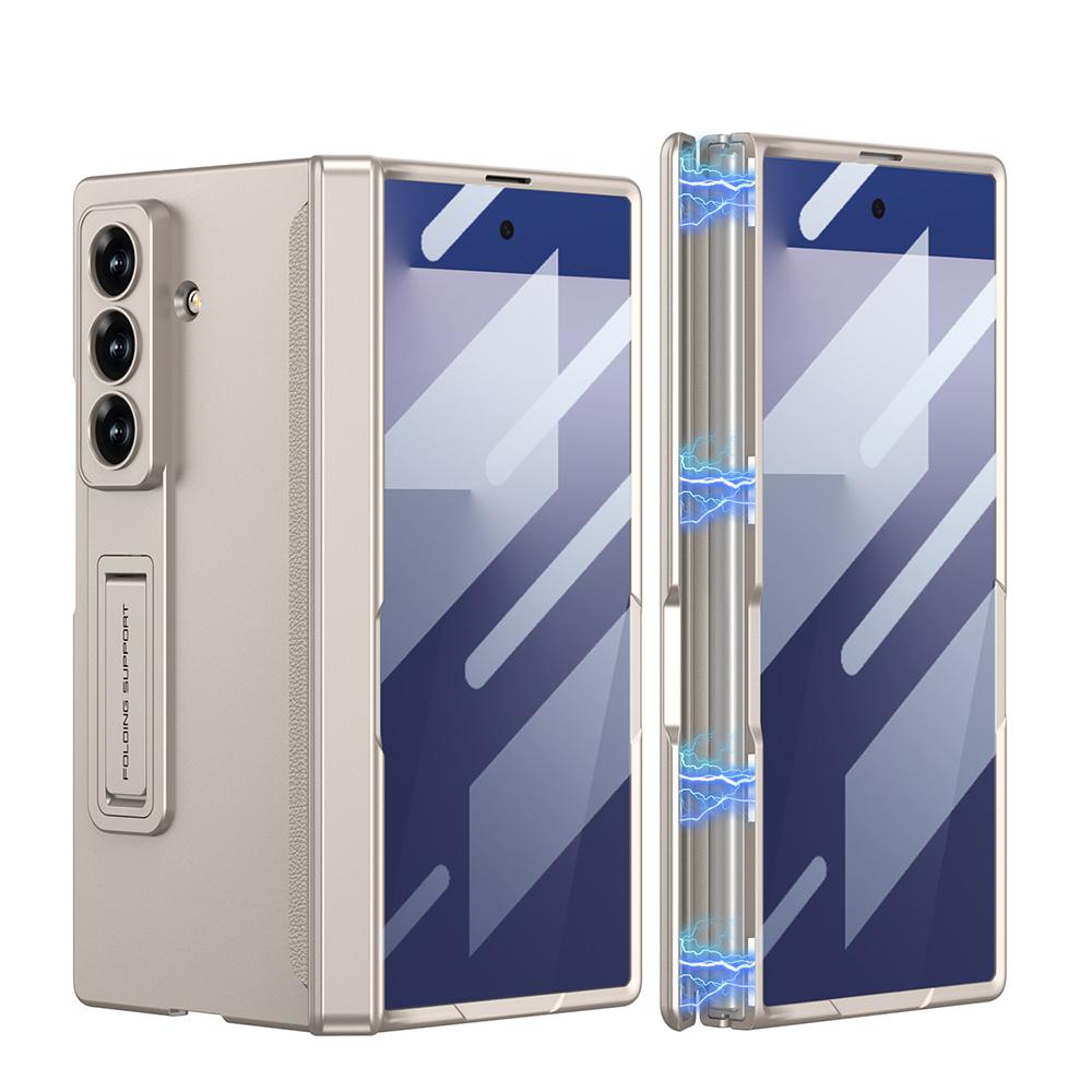Magnetic Hinge Protective Case For Samsung Galaxy Z Fold 7 6 5 With Screen Glass Film Anti-fall Matte Stand Z Fold7 Fold6 Cover