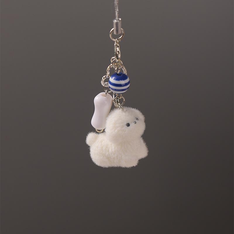 Милый мультяшный flocked щенок цепочка для мобильного телефона подвеска для сумки девичье сердце стиль Ins универсальный брелок-подвеска