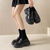 Platform Thick Heel British Style Small Leather Shoes Women's 2025 New Spring and Autumn One-pedal Fairy Style Women's Shoes Jk Single Shoes Black
