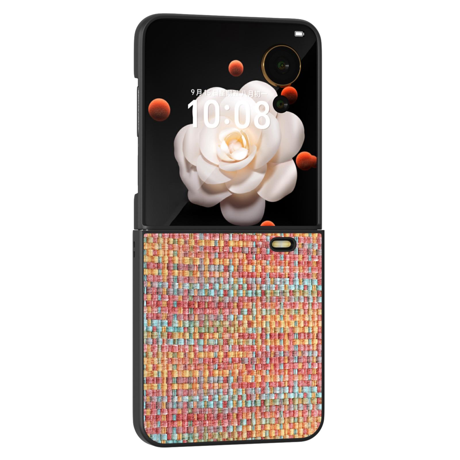 

Для Honor Magic V Flip 5G Чехол Клетчатая Текстура Кожаное Покрытие ПК Чехол для Телефона Orange Red