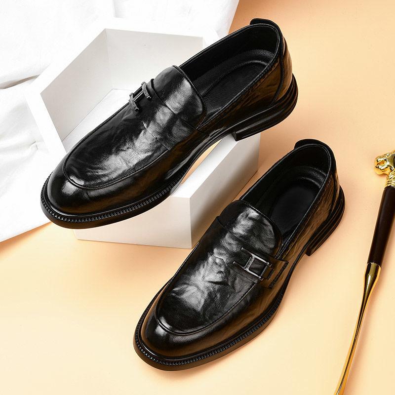 Men s casual shoes driving shoes trend soft leather soft sole one pedal leather shoes men s galoshes 38