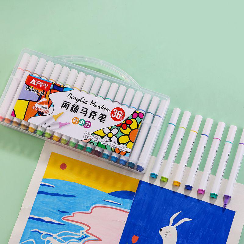 Multicolor Triangular Barrel Acrylic Markers for Students and Kids - Set of 12-60