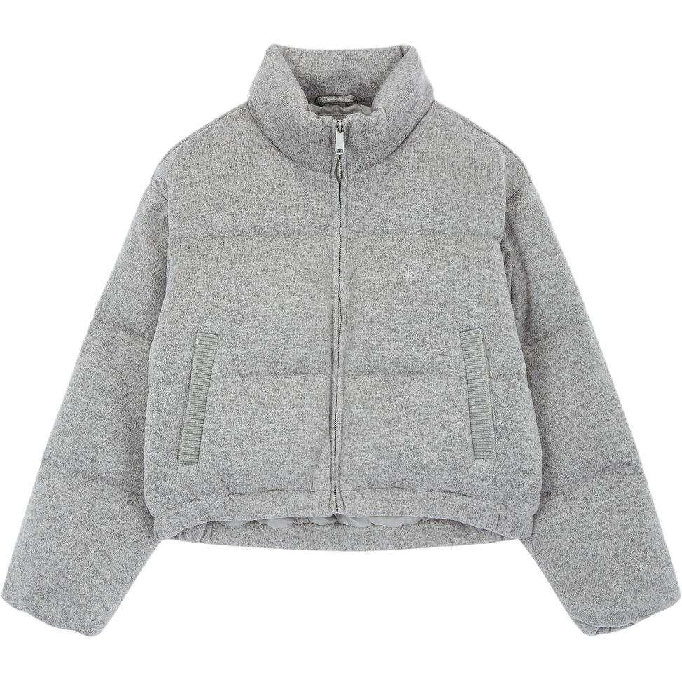 Calvin Klein Minimalist Comfortable Stylish Short Knitted Down Jacket Women Outerwear Gray J224591P41