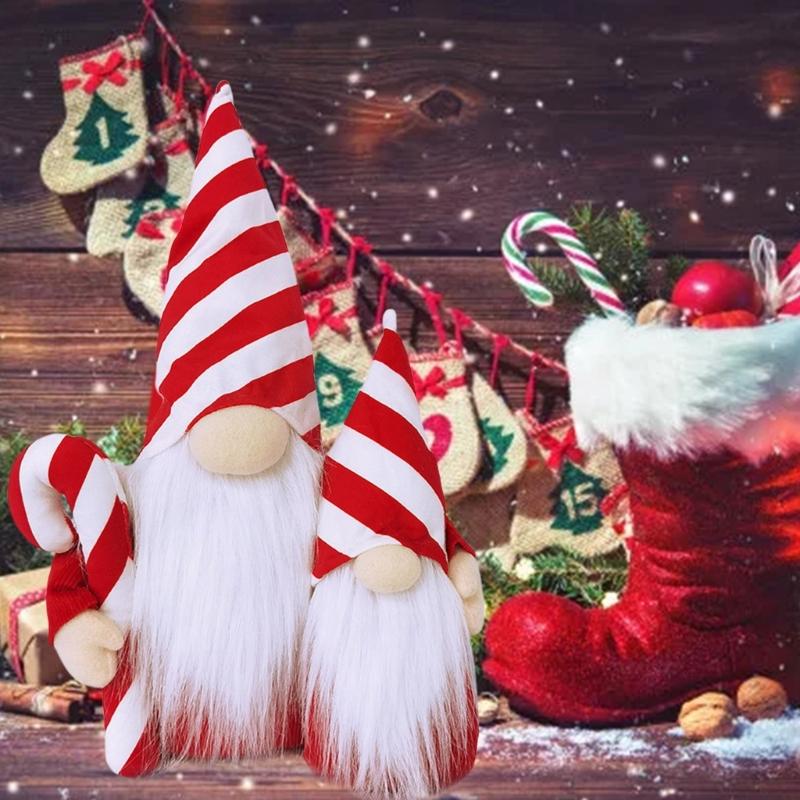 Large Nosed Striped Hat Gnomes Figure Face less Dolls Ornaments, Soft Fabric Christmas Decoration