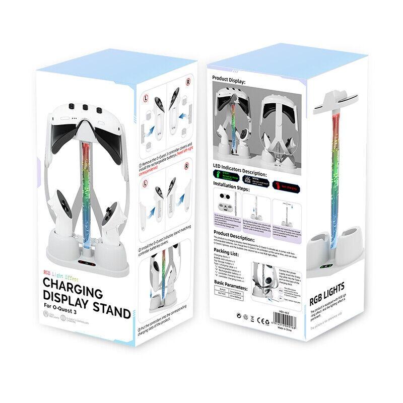 Suitable for Meta Quest 3 Chargers Suitable for Meta Quest 3 Charging Dock RGB Light Storage Bracket