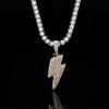Trendy European & American Zircon Lightning Pendant Necklace: High-End, Personalized Hip Hop Chain for Men