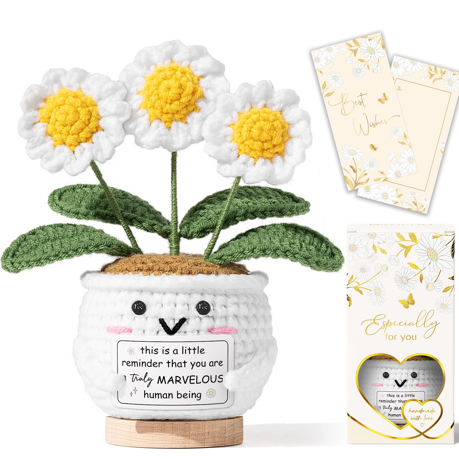 

1PC Motivational gift for women Positive daisy flowers emotional support crochet