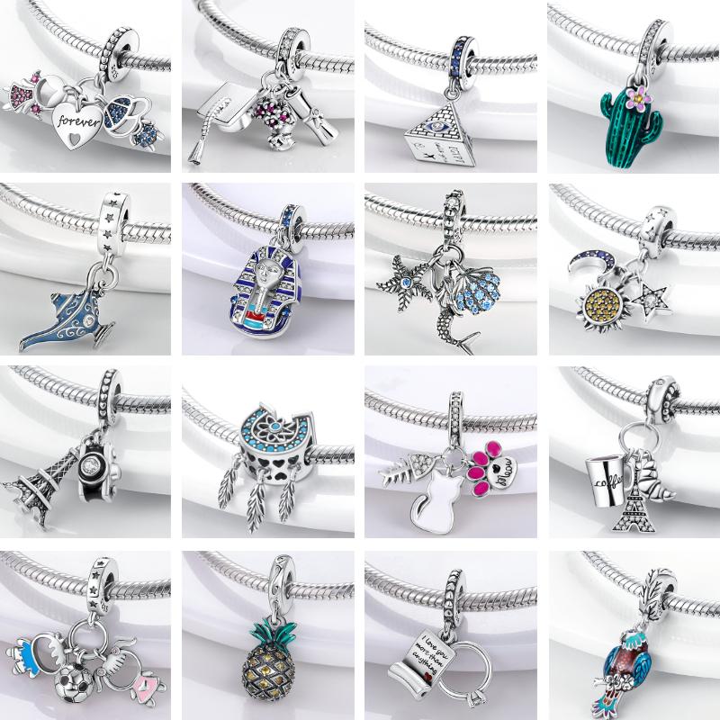 HOT SALE 925 Silver Sparkling Family Tree Dangle Charms Beads Fit Original Women Bracelet Pendant Necklace  Jewelry