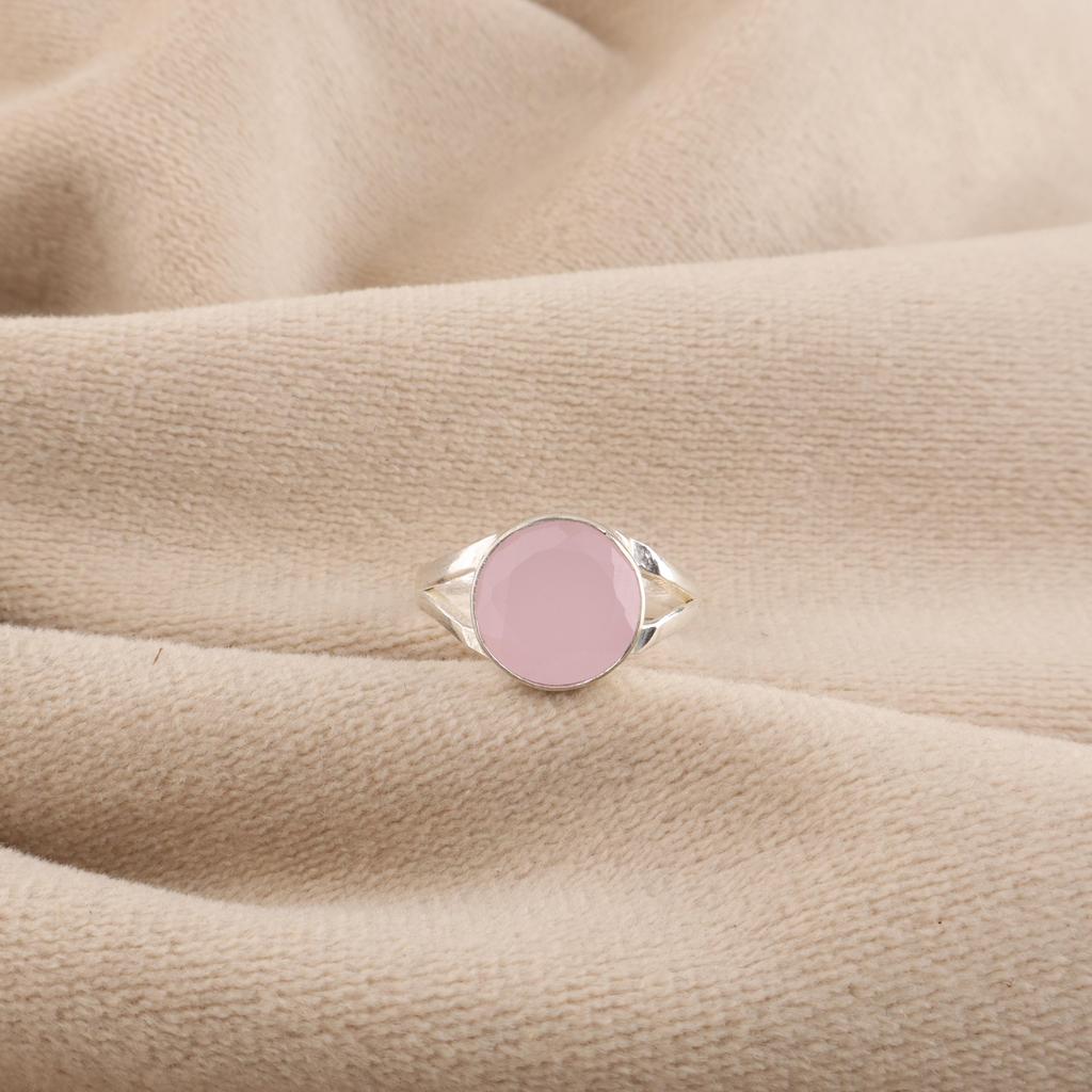 Rose Chalcedony Gemstone Silver Ring, 925 Sterling Silver, Women Ring, March Birthstone Gift, Christmas Gifts, Elegant Gemstone Jewelry RR-83-20