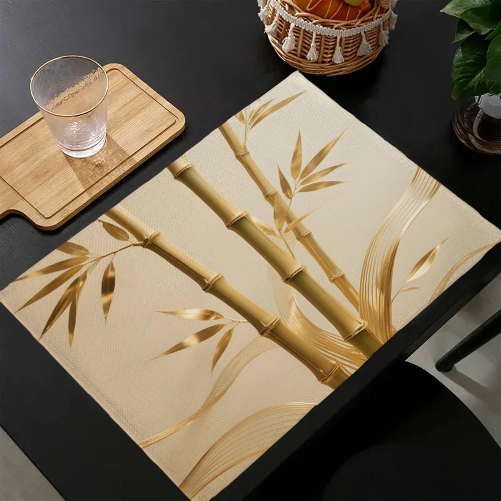 1pc Placemat Brown Bamboo Pattern Table Mat For Dining Table Kitchen Accessories Coffee Tea Coaster