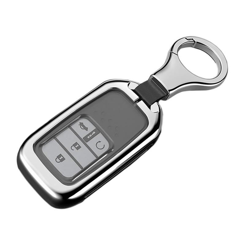 Car Smart Key Fob Cover Case Chain Fit for Honda Accord Civic CRV Fit Jazz HR-V Odyssey Pilot 2019-2021 Silver