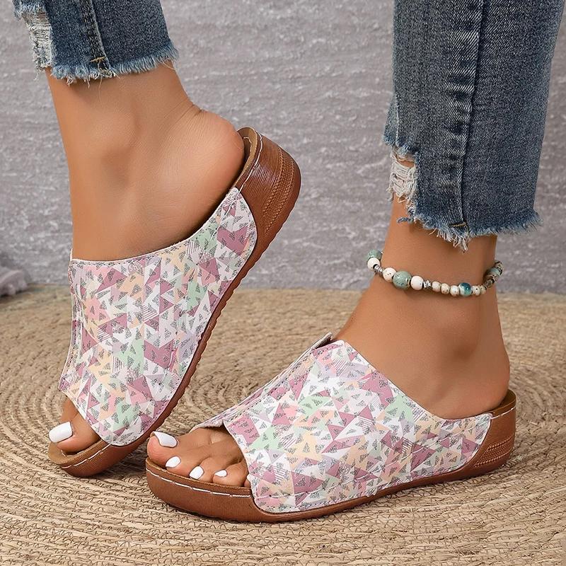 Fashion Popular Mixed-Color Thick Sole Women Sandals 2025 Spring Anti-Slip Platform Sandels Outdoor Walking Wedges Heel Zapatos De Mujer