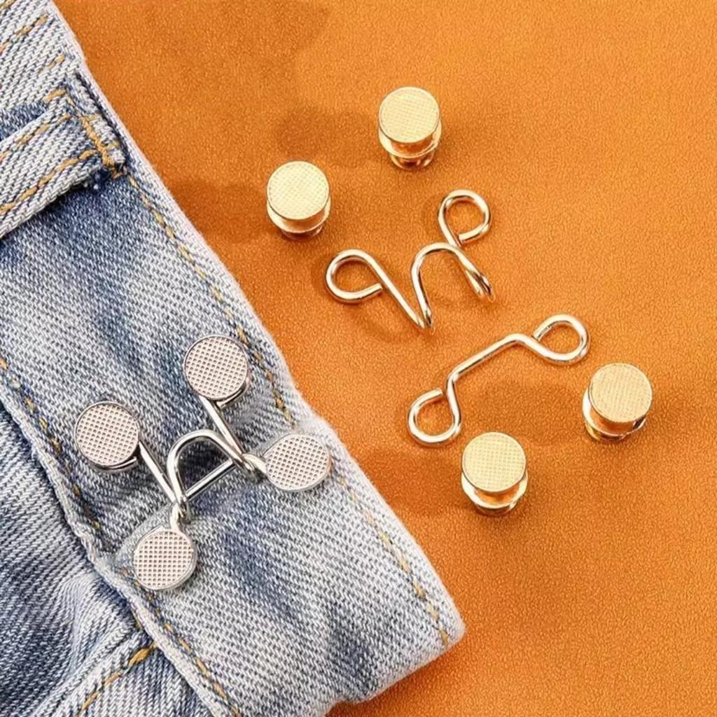 2Pcs Adjustable Pant Waist Tightener - Jean Button Pins & Button Clips for Pants | No Sewing Required, Easy to Install