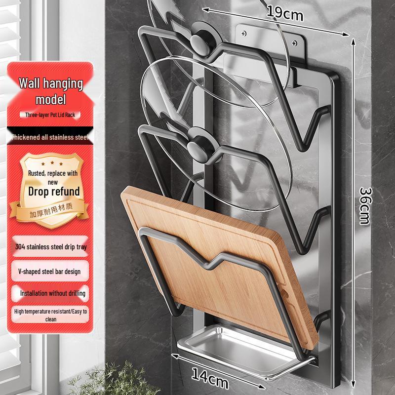 Multi-functional Kitchen Countertop Rack for Pot Lids, Spoons, and Spatulas