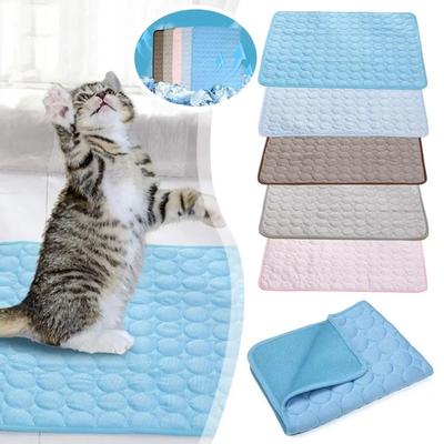 Pet Cooling Mat Dog Cat Sleeping Pad Cool Ice Silk Moisture-proof Mattress Cushion Summer Small Animal Cold Bed 5 Sizes