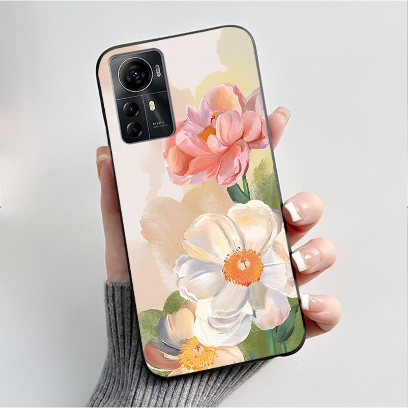 Für ZTE Blade A72S A7050 Hülle Für ZTE Blade V41 Smart Cover Luxus Mode Schmetterling Blume Silikon Weich Schwarz TPU Stoßfänger Schale