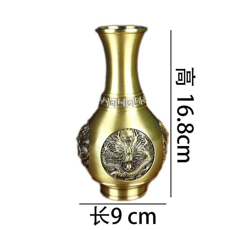 

Pure copper handicraft ornament home living room four dragon vase faucet zodiac dragon antique high-grade brass vase ornament
