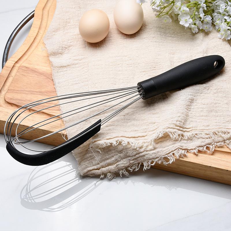 304 stainless steel new egg beater, household with silicone handle cream scraper mixer, baking tool
