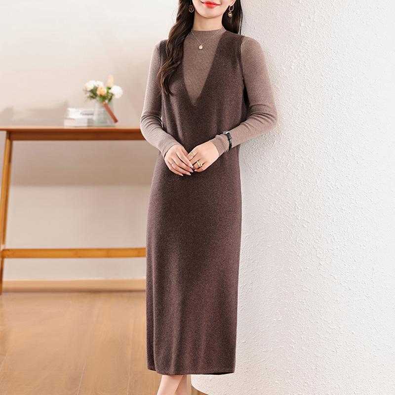 Women's Cashmere Dress Qinghe Cashmere 30% Cashmere 70% Wool Autumn and Winter Cashmere Skirt Soft and Warm