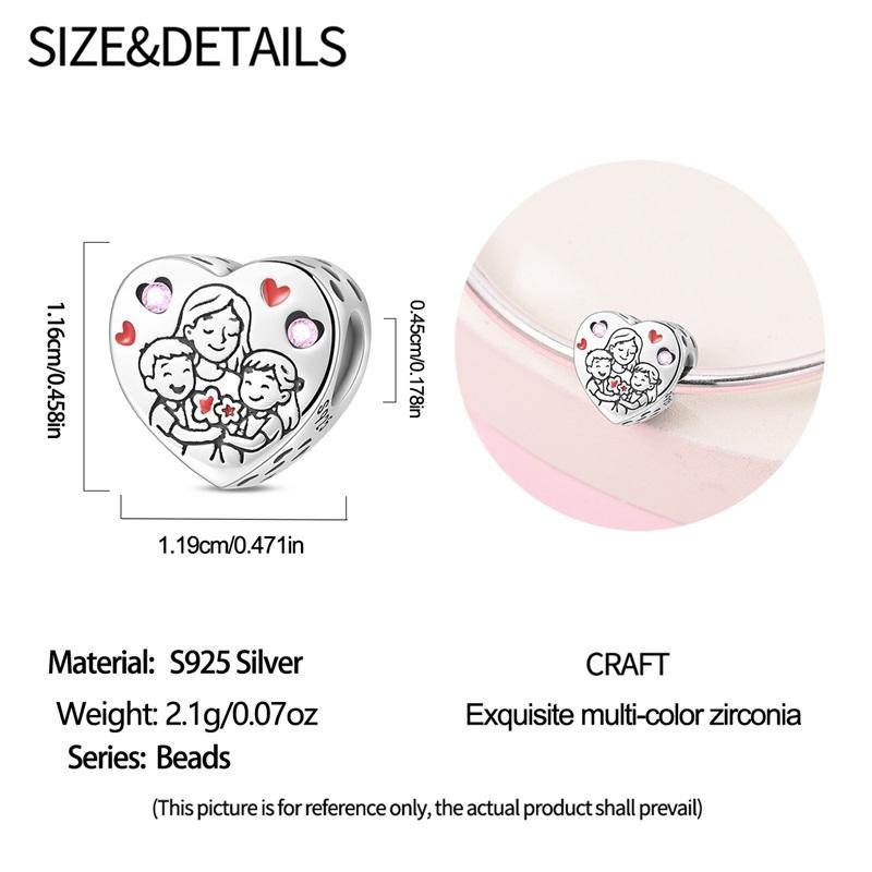 Charms Bead Copper Happy Family Love Dangle Pendant Fit Bangle Bracelet Necklace Diy Jewelry