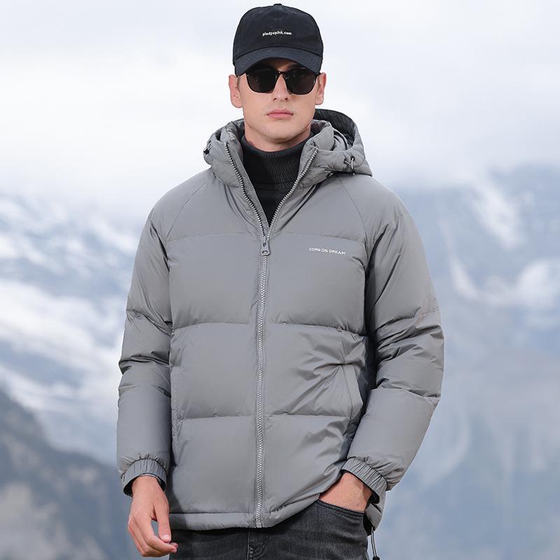 Men's Hooded Down Jacket - Winter 2025 Fashion: Short, Thick, High Loft, Warm Puffer Coat