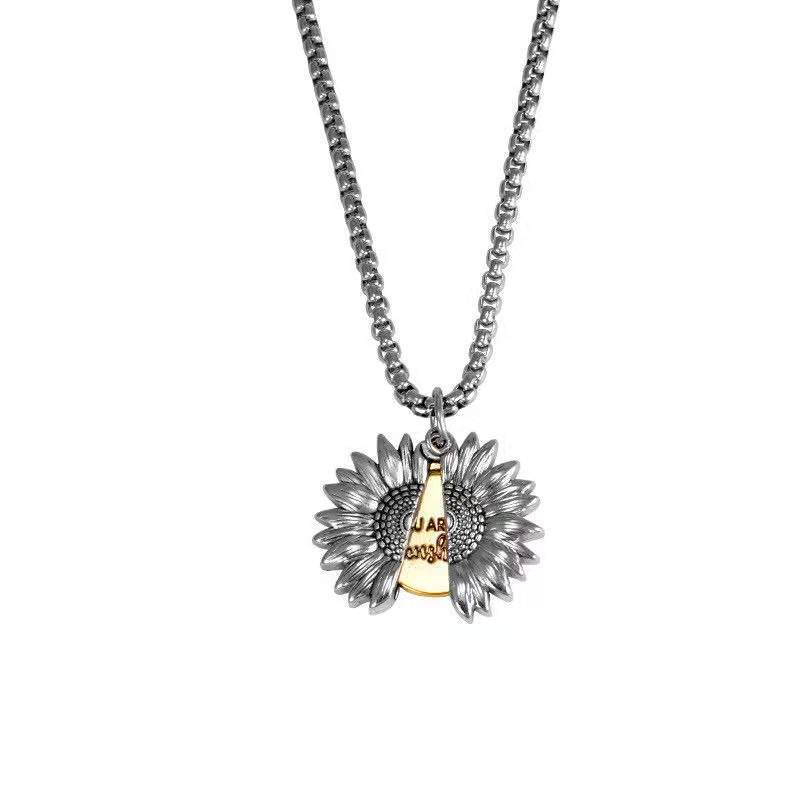 Long Sunflower Men's Harajuku Wind Sunflower Totem Hip Hop Jewelry Women's Necklace Pendant