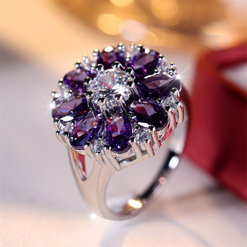 Petal shaped flower ring simple personality niche elegant ring ring