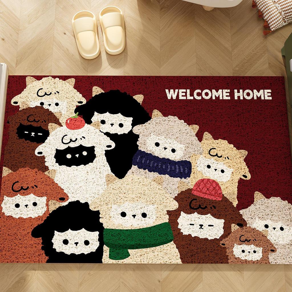 Cartoon Entrance Doormat: Non-Slip, Dirt & Wear-Resistant, Silk Ring Mud Scraper for Households